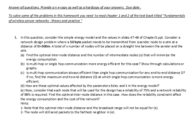 HomeWork | شبكات الاستشعار اللاسلكية | موقع حلولي
