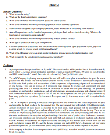 Exams | Exam Manufacturing Systems Number 2 | موقع حلولي