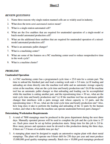 Exams | Exam Manufacturing Systems Number 5 | موقع حلولي