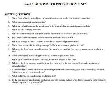 Exams | Exam Manufacturing Systems Number 6 | موقع حلولي