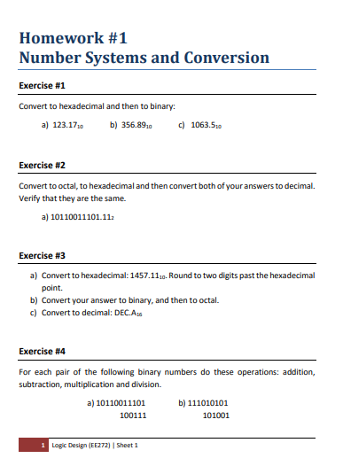 HomeWork | Homework Digital Design Number 1 | موقع حلولي