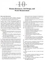 Human Resources, Job Design, and Work Measurement