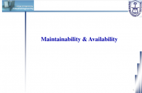 Maintainability and Availability