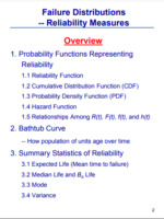 Failure Distributions - Reliability Measures