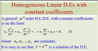 المعادلات التفاضلية الخطية المتجانسة مع معاملات ثابتة