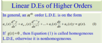 المعادلات التفاضلية الخطية للرتب العليا